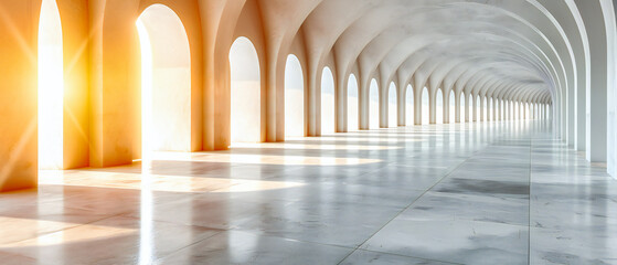 Ancient architectural corridor with historic arches, inviting exploration of Europes rich heritage and timeless beauty