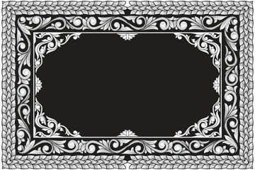 Decorative monochrome ornate retro floral blank card