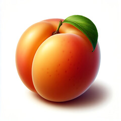 Isolated apricots. Fresh whole apricot fruit with leaf and half isolated on white background with clipping path