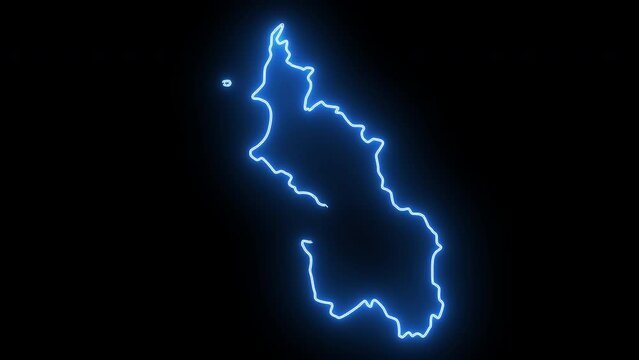 map of Sincelejo in colombia with glowing neon effect