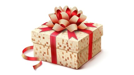 Obraz premium gift box on color background, top view. Mock up for design