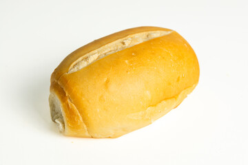 Brazilian Pão Francês, traditional bread also known as 'french bread', isolated on a white background