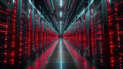 Investigate the Modern Server Data Warehouse: A Visual Odyssey. Technology background.