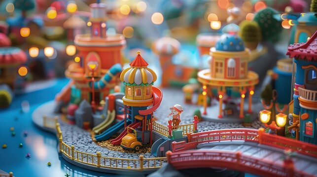 Fantastic Wonderland: Colorful 3D Playground Scene