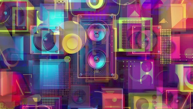 abstract geometric background with stereo audio speakers