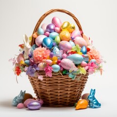 Fototapeta na wymiar Easter basket with candy