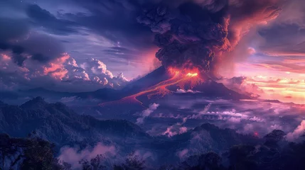 Foto auf Alu-Dibond Eruptive Fury: Capturing the Harrowing Volcanic Outburst © pengedarseni