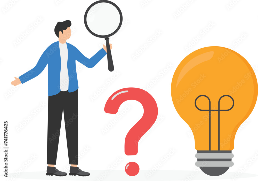 Poster problem solving process. business search creative idea concept