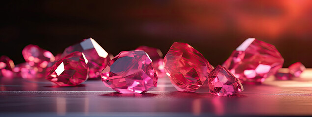 Group of Pink Diamonds on Table