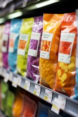 Colorful bags of organic vegetables
