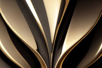 Abstract background with chrome and gold metal textured waves.