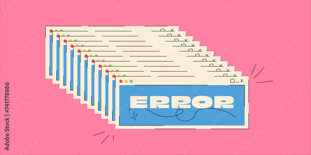 Poster a computer window with an error notification. trending simple style illustration. retro nostalgia.