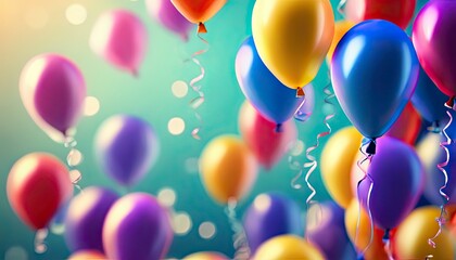 colorful balloons in the air, colorful balloons background, colored balloon wallpaper, happy background - obrazy, fototapety, plakaty