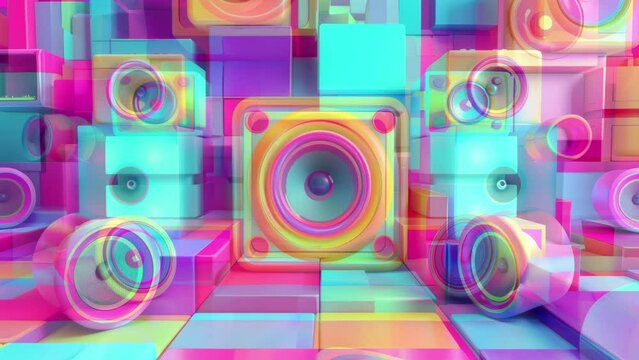 abstract geometric background with stereo audio speakers