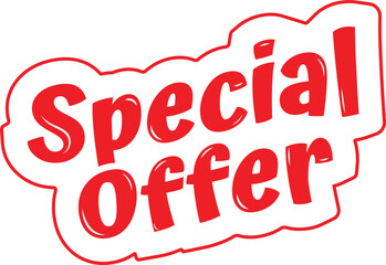 Special Offer label red color on a white background