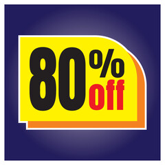 Number discount values ​​blue background yellow orange and black