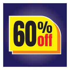 Number discount values ​​blue background yellow orange and black