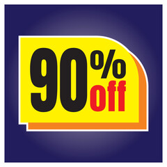 Number discount values ​​blue background yellow orange and black