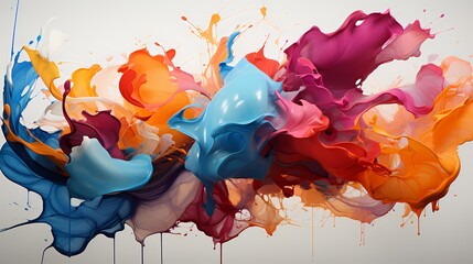 A high-definition image of an abstract painting on a whiteboard, featuring vibrant colors and...