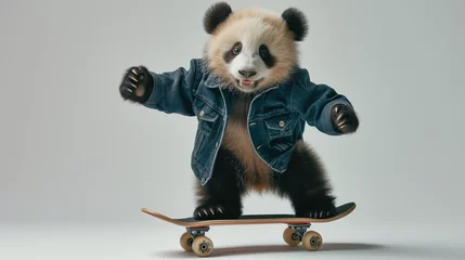 Fotobehang Cute panda playing skateboard © sergiokat