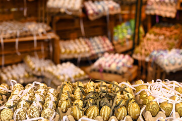 Golden Easter eggs at the traditional market in Vienna