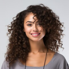 portrait of a young woman with curly hair