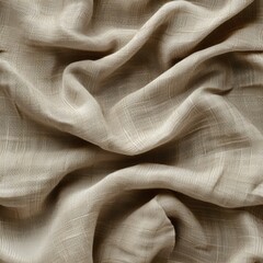 Light brown crumpled linen fabric texture background
