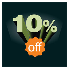 Number discount values ​​percentage green 3D background