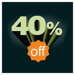 Number discount values ​​percentage green 3D background