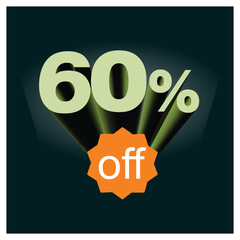 Number discount values ​​percentage green 3D background