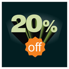 Number discount values ​​percentage green 3D background