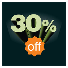 Number discount values ​​percentage green 3D background