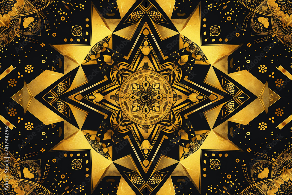 Poster seamless pattern with symmetric geometric ornament. ornamental mosaic texture. kaleidoscope abstract
