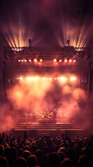 Rock concert with crowd and stage lights