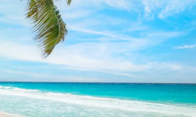 Crédence de cuisine en verre imprimé Anse Source D'Agent, île de La Digue, Seychelles Blue sky over a tropical beach