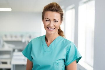 Fototapeta premium Woman in Scrubs in Office