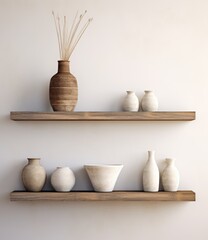 Fototapeta na wymiar Shelves Displaying Vases