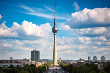 A view of the iconic Berlin TV Tower from above