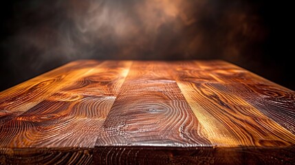 Rustic wooden table background with smoke