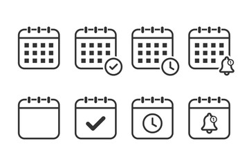 Calendar planner icon collection. Reminder organizer event signs. Calendar notification icon. Schedule icon symbol