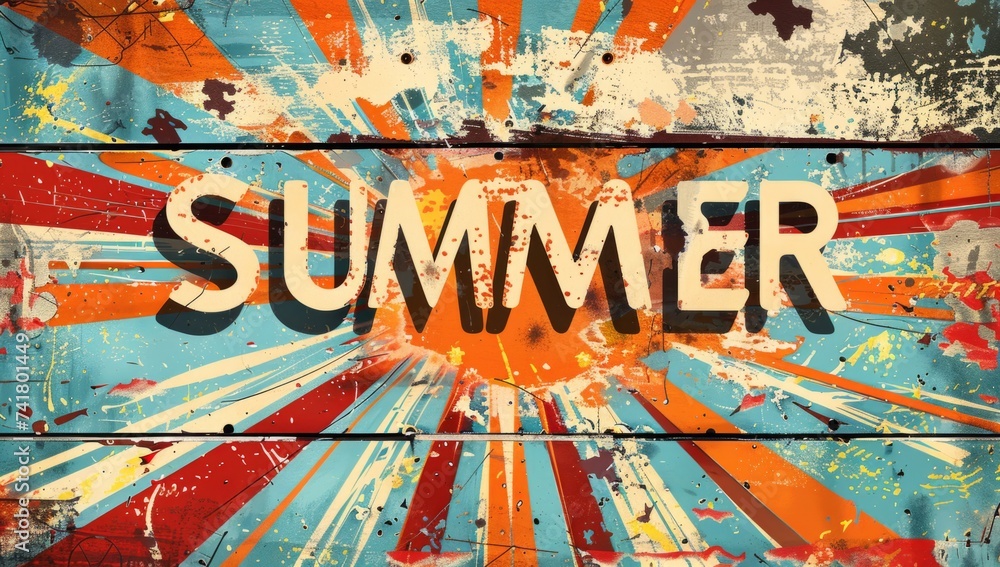 Poster retro summer background for text in the style of bold lines generative ai
