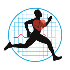 Cardio icon running man vector illustration - 741801688