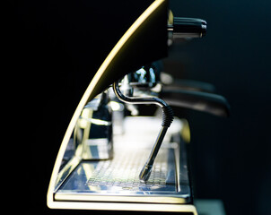 Professional coffee machine with black background