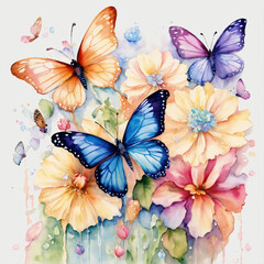 Fototapeta na wymiar butterflies and flowers