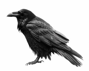 Black Carrion Crow Corvus corone isolated on a white