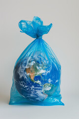 planet earth in a garbage bag. 