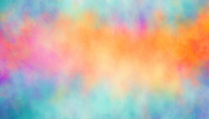 blue watercolor paint background design with colorful orange pink borders and bright center