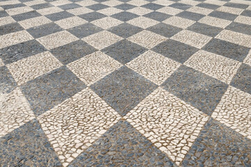 Tomar, Portugal. Europe Typical patterned cobblestone walkways