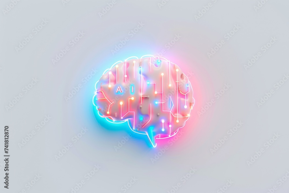 Poster ai brain chip svm. artificial intelligence usb hub human neurological prosthetics mind circuit board