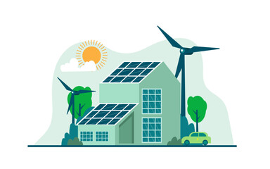 Vector Environmental care concept green energy from renewable sources